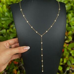 Water Resistant Layered Y Diamond Necklace
